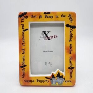 Halloween Accent Photo Frame Ghastly‎ Ghosts Jack O Lanterns Bats 3.5x5 Ceramic